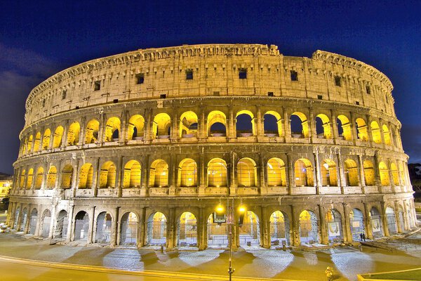 Colosseum or Coliseum, also known as Flavian Amphitheatre is an elliptical amphitheatre in the centre of the city of Rome, Italy. Construction began under the emperor Vespasian in 70 AD, and was completed in 80 AD under his successor and heir Titus.