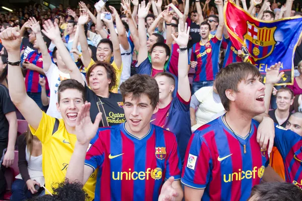 Barcelona supporters — Stock Photo, Image