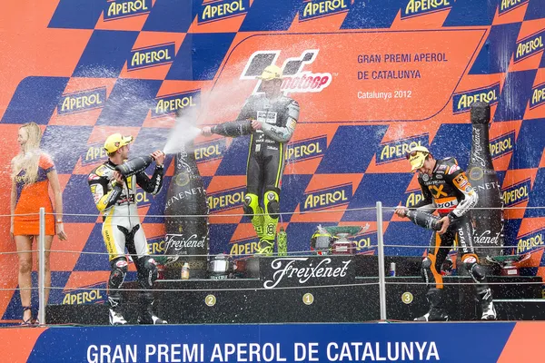 Podio tras la carrera del Gran Premio Moto 2 de Catalunya — Foto de Stock