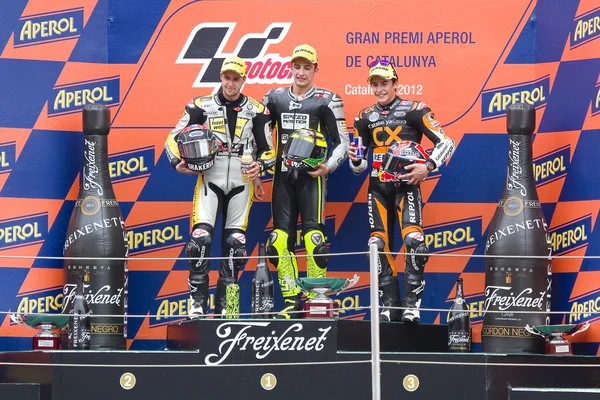 Podium nach dem Rennen des Moto 2 Grand Prix von Katalonien — Stockfoto