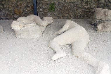 Plaster casts of two victims in Pompeii clipart
