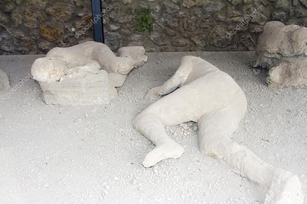 Plaster casts of two victims in Pompeii