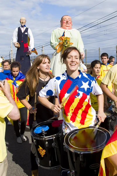 I catalani hanno fatto una catena umana indipendente di 400 km — Foto Stock