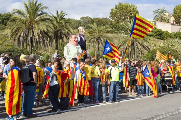 Catalans made a 400 km independence human chain — Stock Photo, Image