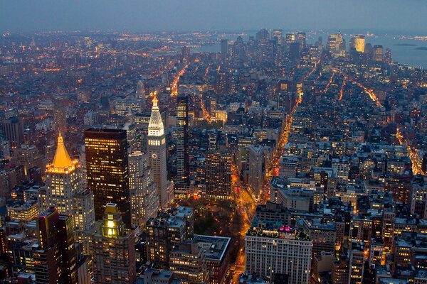 Manhattan at night, New York.