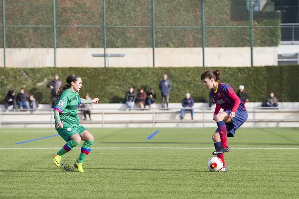 FC barcelona vrouwen voetbalwedstrijd Rechtenvrije Stockfoto's