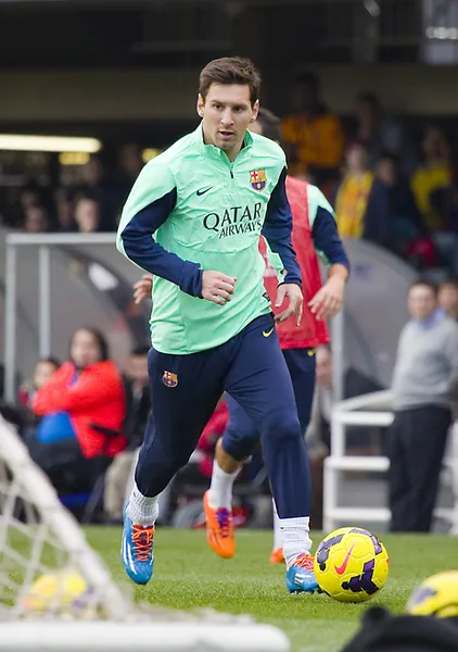 Messi w fc Barcelonie sesji treningowej — Zdjęcie stockowe