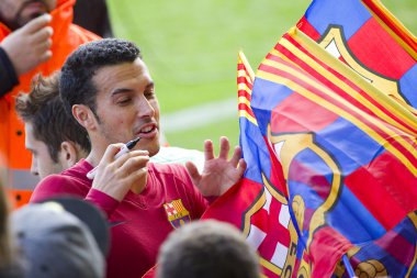 Pedro at FC Barcelona training session clipart