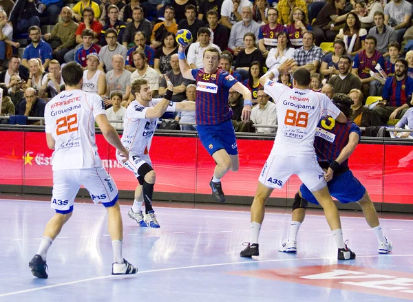Handball match FC Barcelona vs Montpellier — Stock Photo, Image