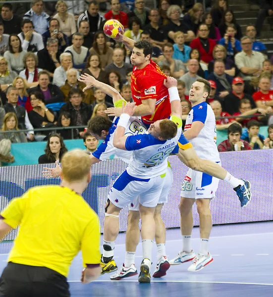Handball match Spain vs Slovenia — Stock Photo, Image