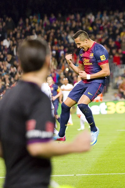 Alexis sanchez bir gol kutluyor — Stok fotoğraf