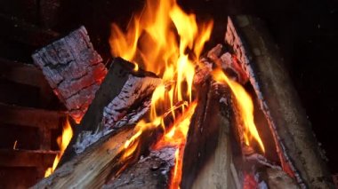 fireplace close up view of wood logs 