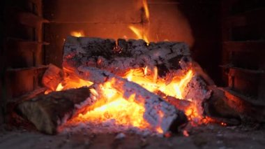 fireplace close up view of wood logs 