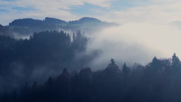 Niebla Las Montañas Vista Del Hermoso Cielo Timelapse — Vídeos de Stock