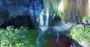 beautiful view of waterfall in slow-motion