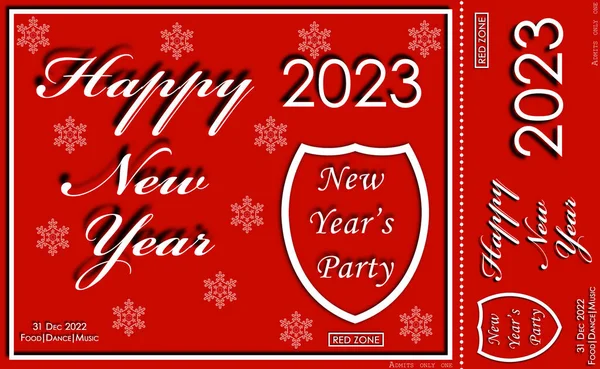 Happy New Year 2023 Invitation Card New Year Party Red — Stockvector