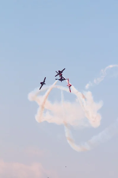 Schneevögel-Demoteam im Flug — Stockfoto