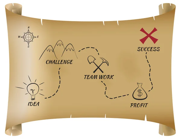 Mapa del tesoro para el éxito — Vector de stock