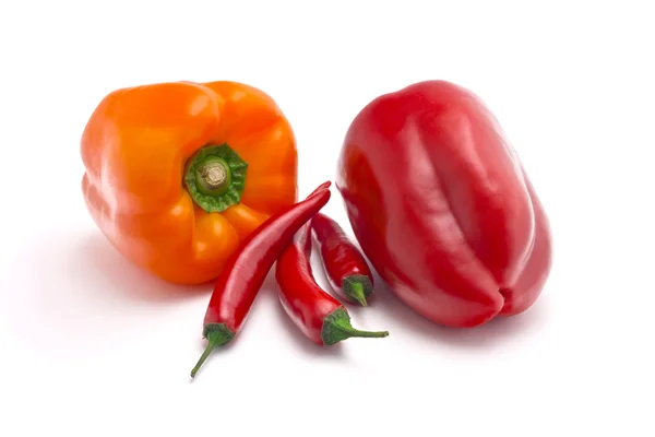 Πιπεριές απομονωμένες σε λευκό φόντο — Φωτογραφία Αρχείου