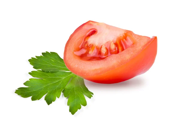 Plasterek pomidora i natka pietruszki — Zdjęcie stockowe