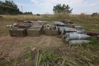 Russian Aerial Bombs And Unexploded Ordnance Disposal Near Chernihiv, Ukraine