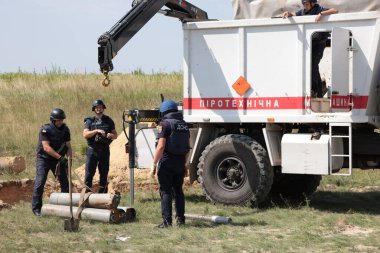 Russian Aerial Bombs And Unexploded Ordnance Disposal Near Chernihiv, Ukraine
