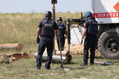 Russian Aerial Bombs And Unexploded Ordnance Disposal Near Chernihiv, Ukraine