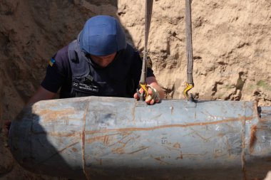 Russian Aerial Bombs And Unexploded Ordnance Disposal Near Chernihiv, Ukraine