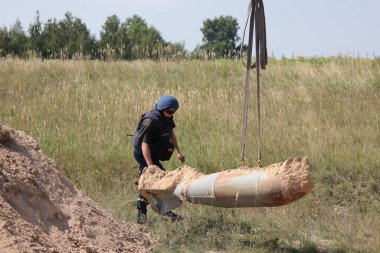 Russian Aerial Bombs And Unexploded Ordnance Disposal Near Chernihiv, Ukraine