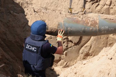 Russian Aerial Bombs And Unexploded Ordnance Disposal Near Chernihiv, Ukraine