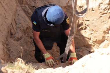 Russian Aerial Bombs And Unexploded Ordnance Disposal Near Chernihiv, Ukraine