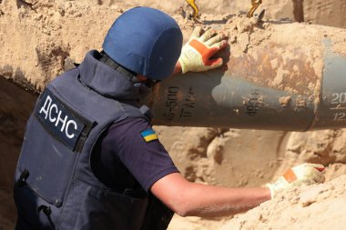 Russian Aerial Bombs And Unexploded Ordnance Disposal Near Chernihiv, Ukraine