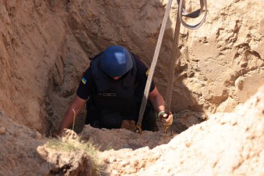 Russian Aerial Bombs And Unexploded Ordnance Disposal Near Chernihiv, Ukraine