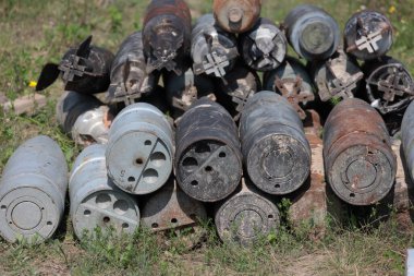 Russian Aerial Bombs And Unexploded Ordnance Disposal Near Chernihiv, Ukraine