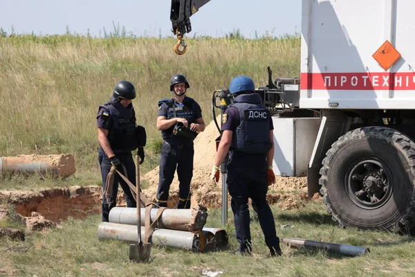 Russian Aerial Bombs And Unexploded Ordnance Disposal Near Chernihiv, Ukraine