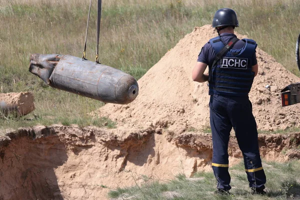 Russian Aerial Bombs And Unexploded Ordnance Disposal Near Chernihiv, Ukraine