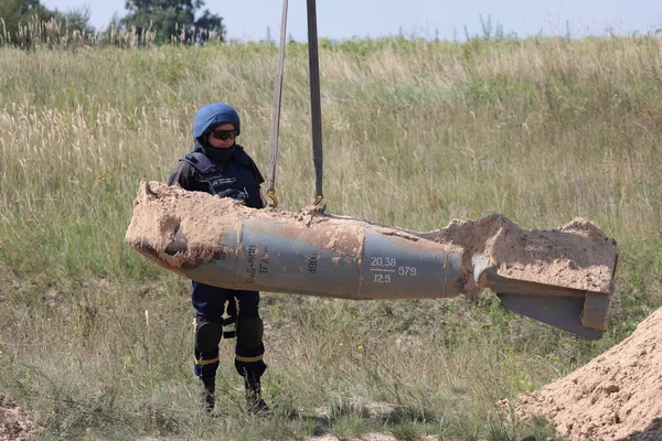 Russian Aerial Bombs And Unexploded Ordnance Disposal Near Chernihiv, Ukraine