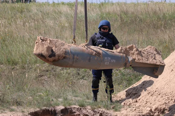 Russian Aerial Bombs And Unexploded Ordnance Disposal Near Chernihiv, Ukraine
