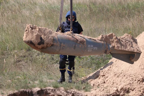 Russian Aerial Bombs And Unexploded Ordnance Disposal Near Chernihiv, Ukraine