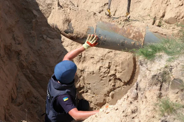 Russian Aerial Bombs And Unexploded Ordnance Disposal Near Chernihiv, Ukraine