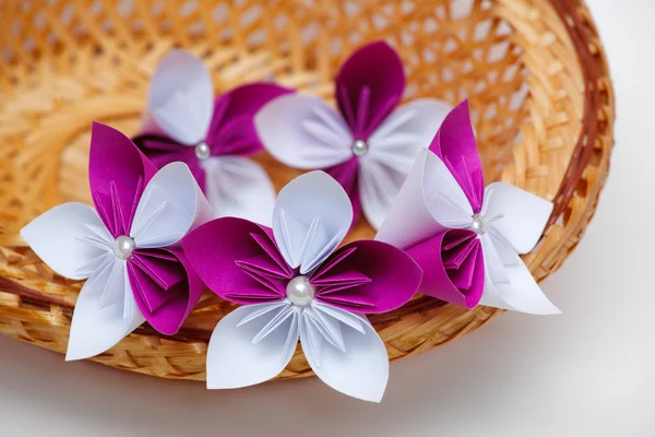 Paper flower in a basket — Stock Photo, Image