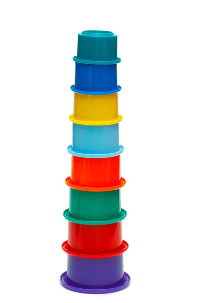 Multicolor tower of cups — Stock Photo, Image