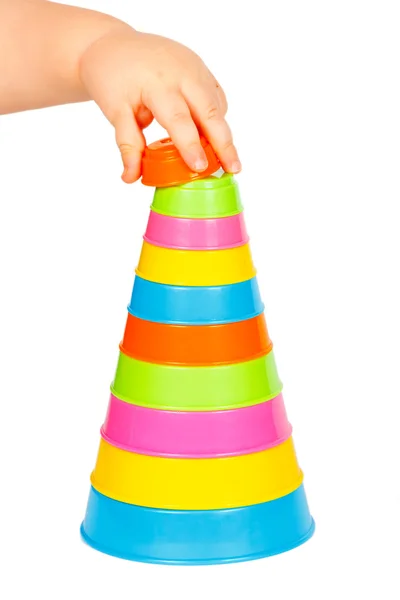 Multicolor tower of cups — Stock Photo, Image