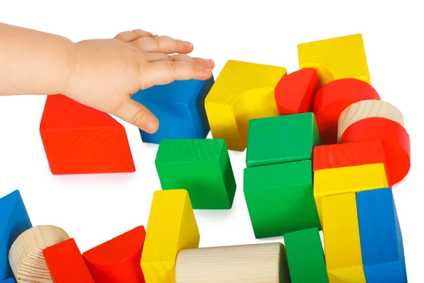 Çocuk el ahşap lego ile