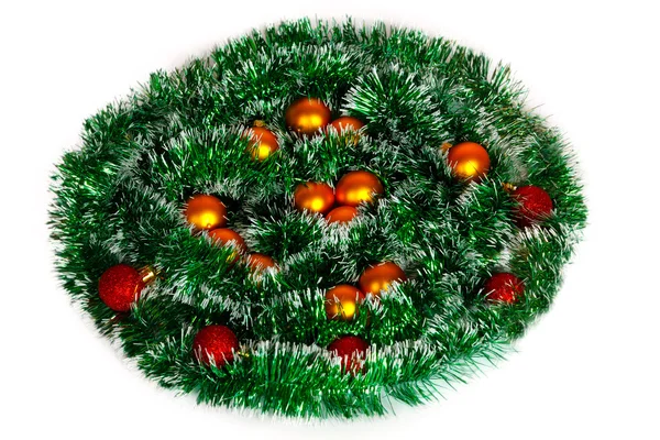 Couronne de Noël de tinsel et de boules — Photo