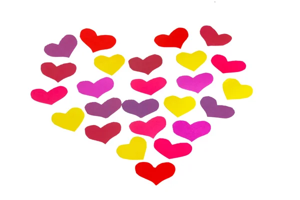 Many paper colored heart shapes — Stock Photo, Image