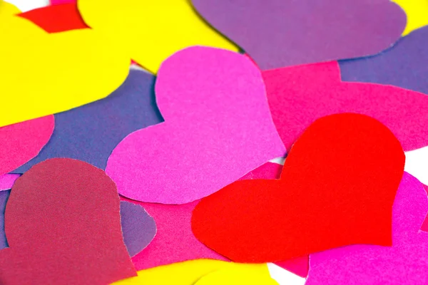 Muchas formas de corazón de papel coloreado —  Fotos de Stock