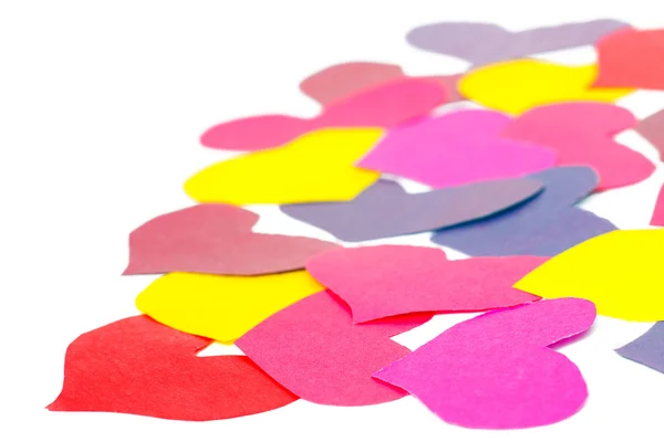 Many paper colored heart shapes Royalty Free Stock Images