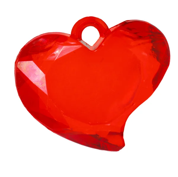 Ett glas rött hjärta form för alla hjärtans dag — Stockfoto