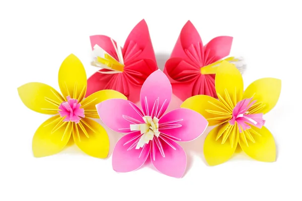 Fünf farbige Papierblumen — Stockfoto